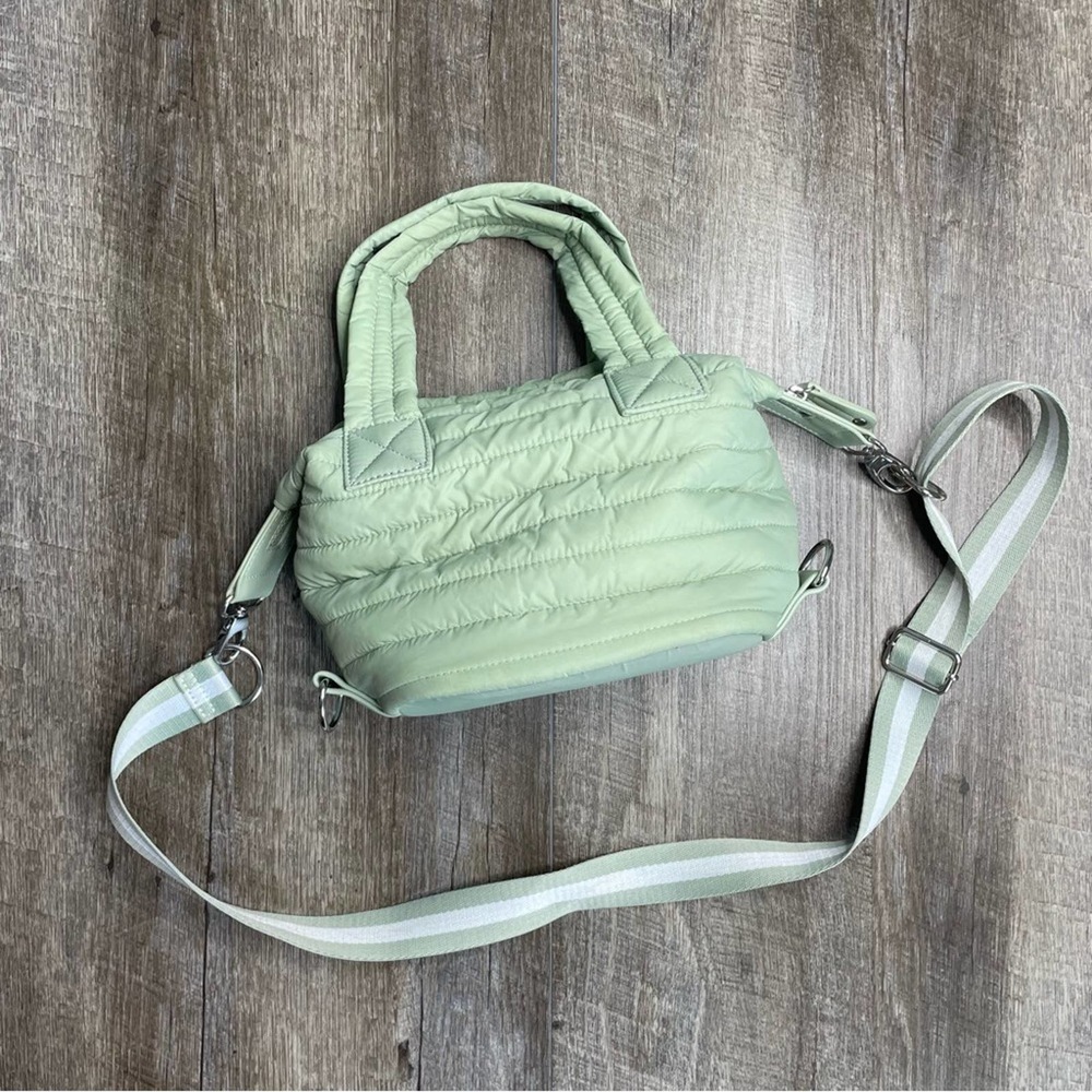 Sondra Roberts Squared Nylon Puffer Bag Mint Green Crossbody Bag - Picture 10 of 10